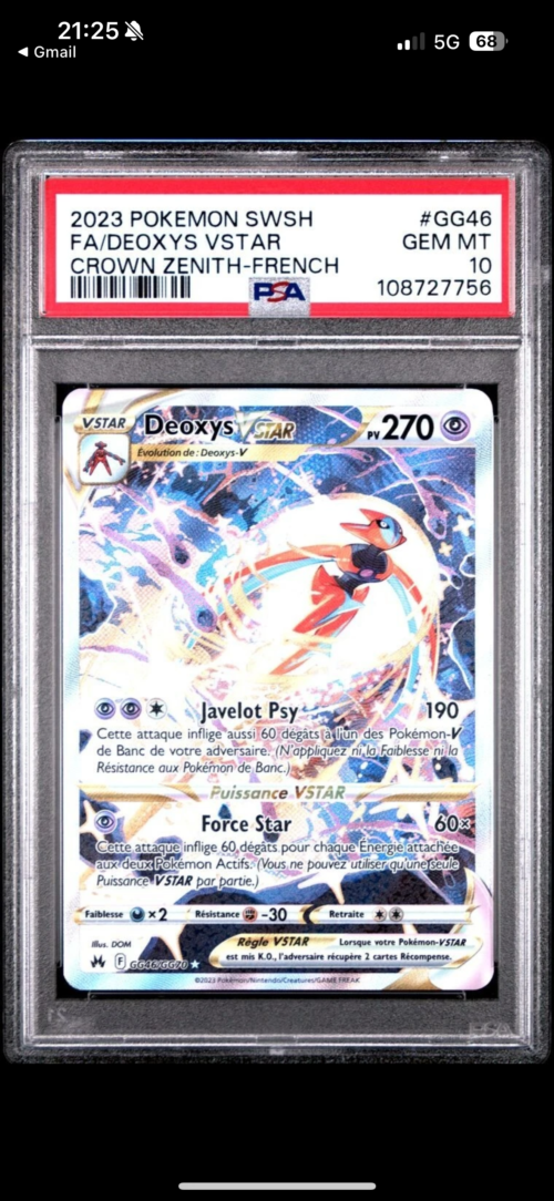 PSA 10 Deoxys Vstar GG46/GG70 - Pokémon EB12.5 : Zénith Suprême - FR